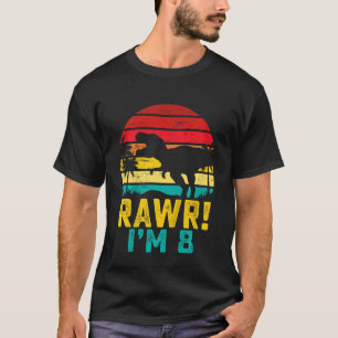 Camiseta Crianças Rawr Eu sou o 8 8º aniversário Dinossauro