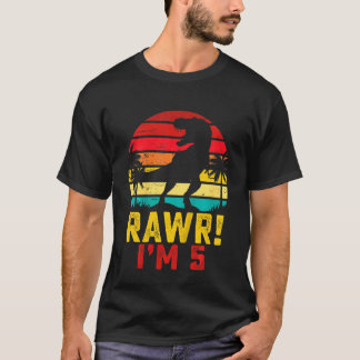 Camiseta Crianças Rawr Eu tenho 55 anos Dinossauro Rex 5 B