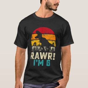 Camiseta Crianças Rawr Eu tenho 6 anos Meninas 6 de Anivers