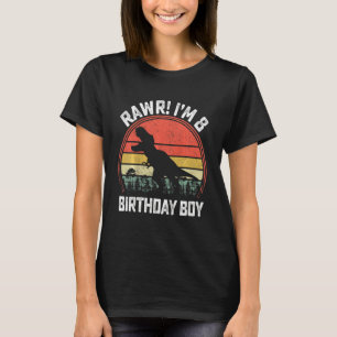 Camiseta Crianças Rawr Eu tenho 8 anos Rex 8º Aniversário D