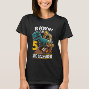 Camiseta Crianças Rawr I m 5 5 de dinossauro Excavador de A