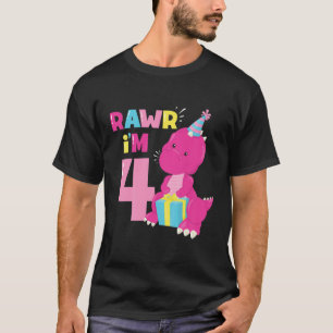 Camiseta Crianças Rawr Im 4 Dinossauras Festa De Aniversá