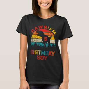 Camiseta Crianças Rawr Im 5 5 Dinossauros Aniversário 5 Ano