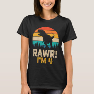 Camiseta Crianças Rawr Iu2019m 4 Anos Dinossauro Rex 4th B