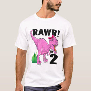 Camiseta Crianças Rawr Sou 2 Dinossauros T Rex Filho segun