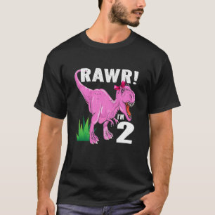 Camiseta Crianças Rawr Sou 2 Dinossauros T Rex Filho segun