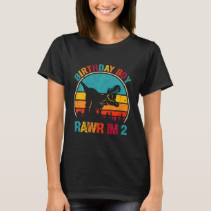 Camiseta Crianças Rawr Sou 2 segundo aniversário de dinossa