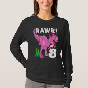 Camiseta Crianças Rawr Sou 8 Dinossauros Rex 8º aniversário