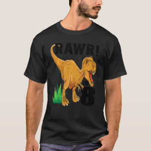 Camiseta Crianças Rawr Sou 8 Dinossauros Rex 8º aniversário