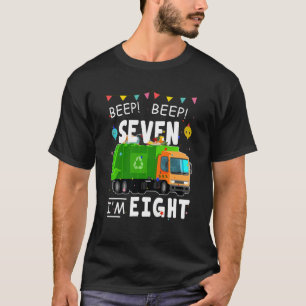 Camiseta Crianças Reciclagem, eu tenho 8 anos, caminhão de