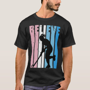 Camiseta Crianças Retro Hockey Artes Motivacionais Crentes