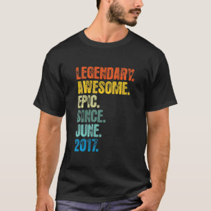 Camiseta Crianças Retro Legendário Desde Junho De 2017 5 An