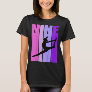 Camiseta Crianças Retro Meninas Ginástica 9 9 9 9 9 Anivers