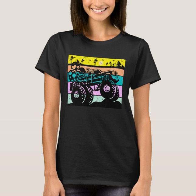 Camiseta Crianças Retro Monster Truck Felz pascoa (Frente)