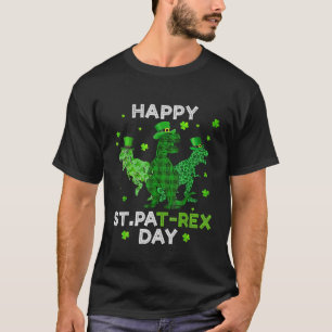 Camiseta Crianças Rex Dinossaur Irlandês Shamrock Dia de 
