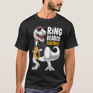 Camiseta Crianças Ring Bearer Saurus Tux T Rex Wedys Ri