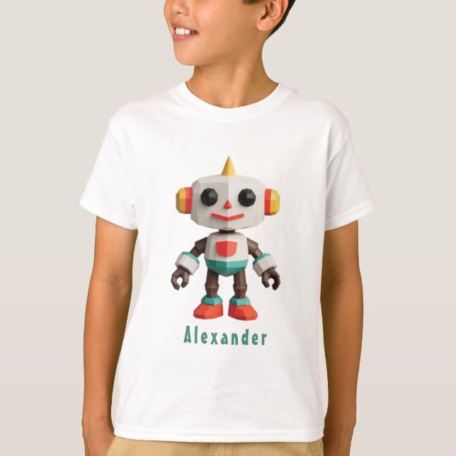 Camiseta Crianças Robô Personalizáveis (Frente)