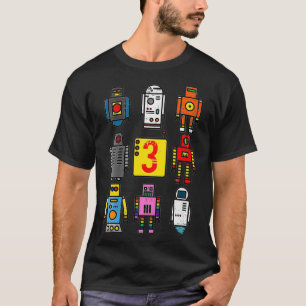 Camiseta Crianças Robô-Robô-Robótica aniversário de 3 