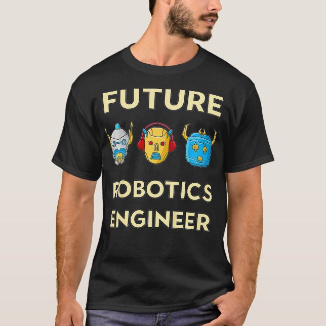 Camiseta Crianças Robôs para futuras crianças Engenheiro Ro (Frente)