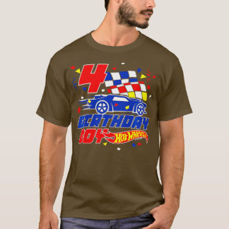 Camiseta Crianças Rodas Quentes 4 Garoto de Aniversário