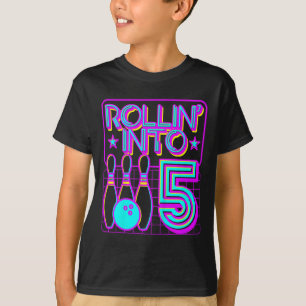 Camiseta Crianças Rolando Em 5 Boliche de Bowler 5 de Anive