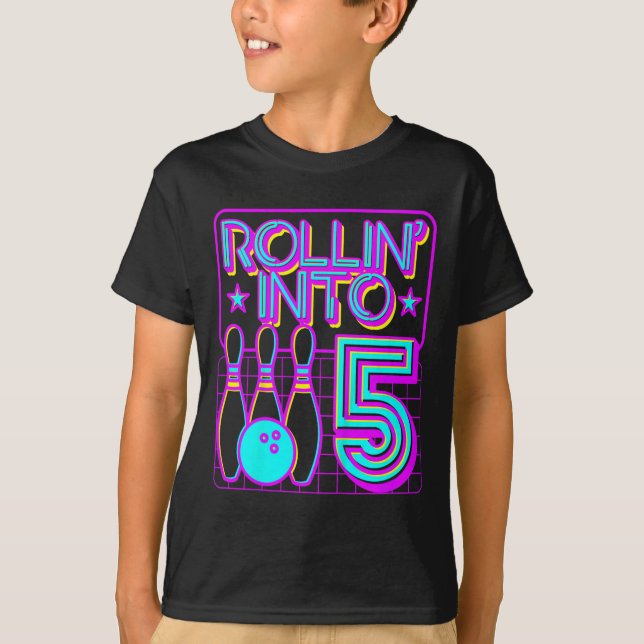 Camiseta Crianças Rolando Em 5 Boliche de Bowler 5 de Anive (Frente)