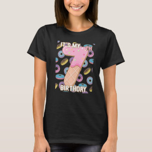 Camiseta Crianças Rosquinha Doce É meu aniversário 7 de 7 a