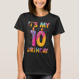 Camiseta Crianças rosquinha Doce É meu décimo aniversário d