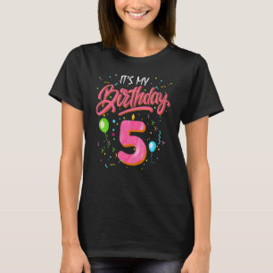 Camiseta Crianças Rosquinha Doce É o meu aniversário 5 de 5