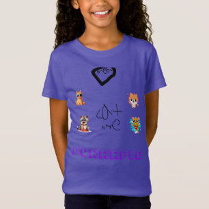 Camiseta Crianças Roxas de Colagem de Gato Quirky