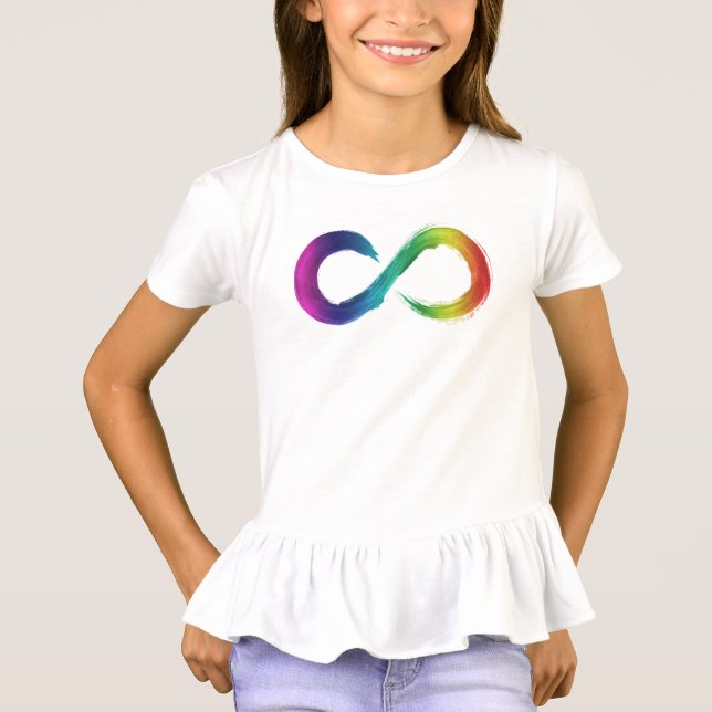 Camiseta Crianças Ruffle Neurodiversity Rainbow Shirt (Frente)