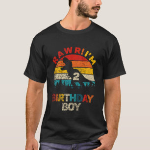 Camiseta Crianças Rugem Eu Sou 2 Dinosaur Rex 2º Aniversári