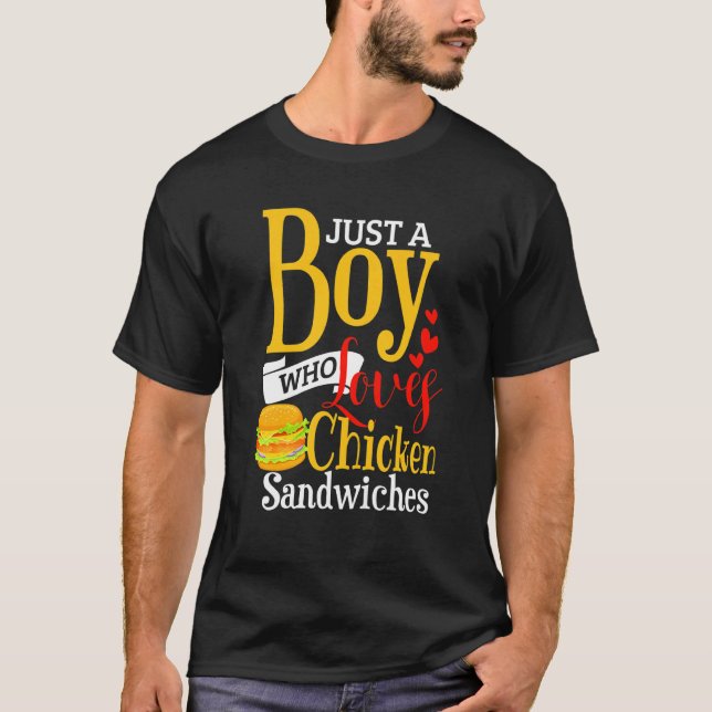 Camiseta Crianças Sanduíches de frango Meninos Chicken Burg (Frente)