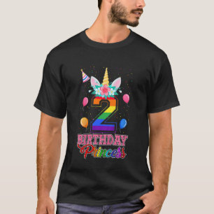 Camiseta Crianças segundo aniversário Bonito Princesa Unicó