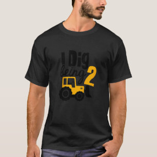 Camiseta Crianças segundo aniversário Bulldozer Segundo Seg
