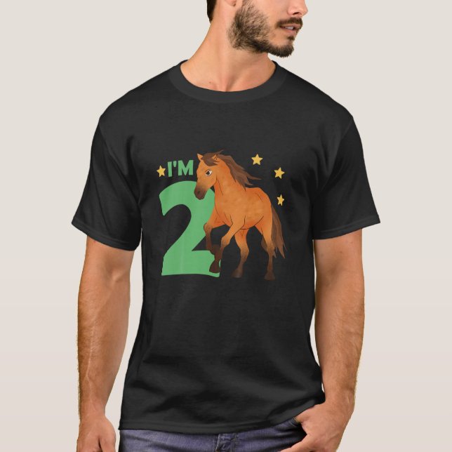 Camiseta Crianças segundo aniversário Cavalo Dois Anos (Frente)