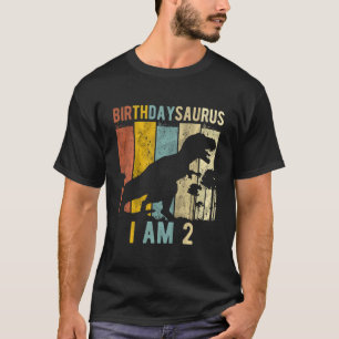 Camiseta Crianças segundo aniversário Dinossauro T Rex Nasc