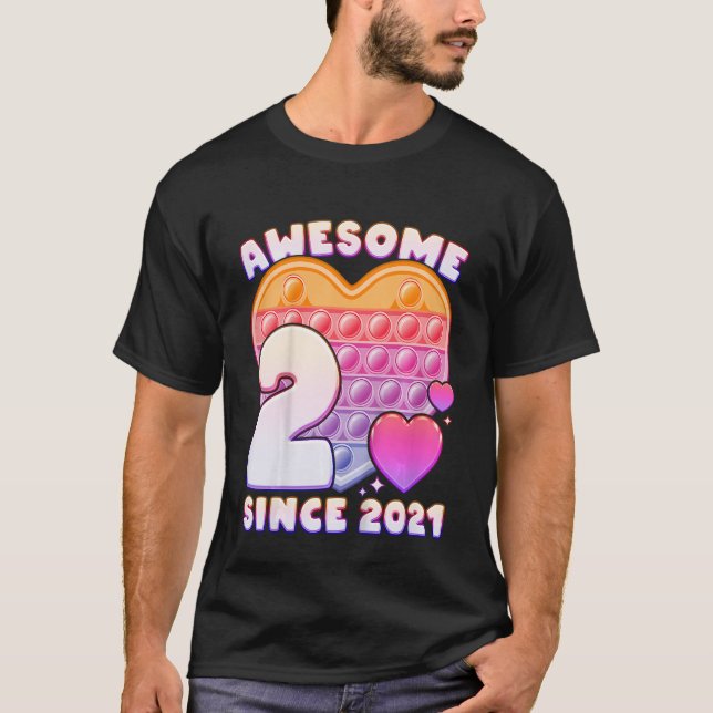 Camiseta Crianças segundo aniversário Incrível desde 2021 P (Frente)