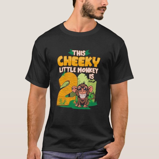 Camiseta Crianças segundo aniversário Macaco Safari Pequeno (Frente)