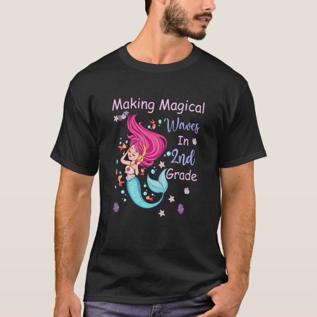 Camiseta Crianças segundo Grau Sereia Fazer Ondas Mágicas C (Frente)