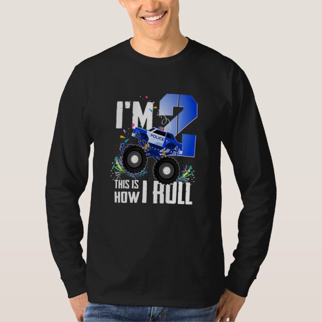 Camiseta Crianças segundos aniversários, sou 2 Carro-Caminh (Frente)
