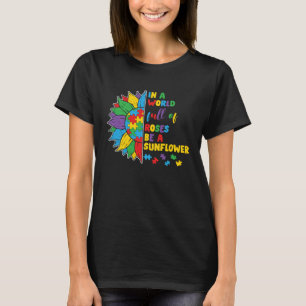 Camiseta Crianças Sejam um Girassol Autismo Puzzle Conscien