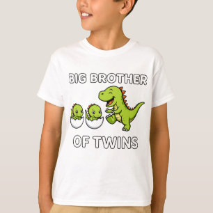 Camiseta Crianças, serei um grande irmão de gêmeos Dino
