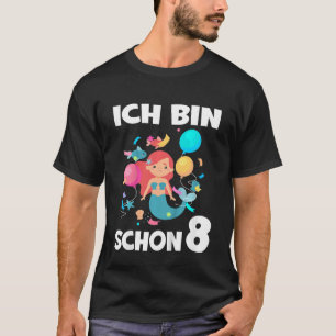 Camiseta Crianças Sereia 8 Anos Aniversário 8 Dia 8