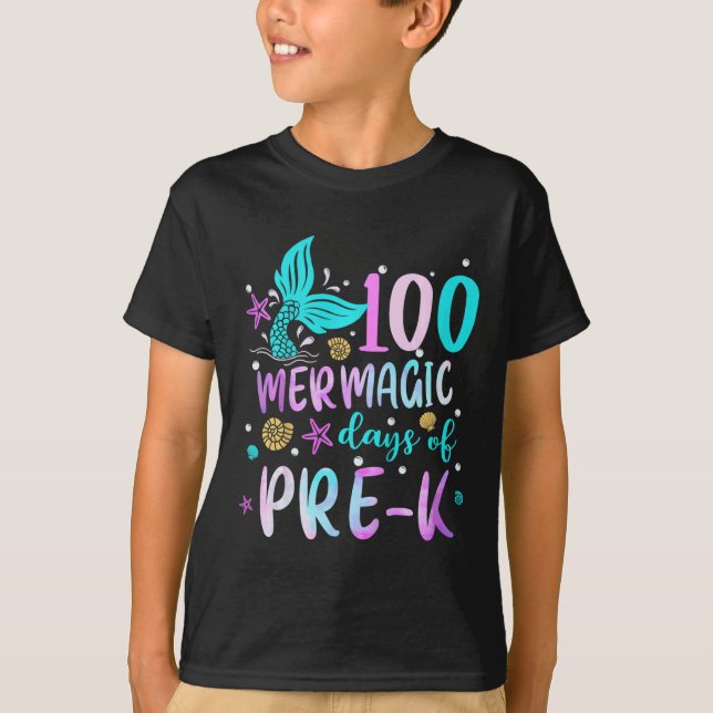 Camiseta Crianças Sereia Cai 100 Dias Mermágicos De Pré-k P (Frente)