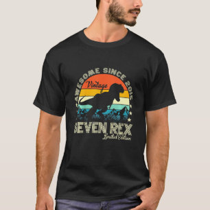 Camiseta Crianças Sete Rex 7 Aniversário 2015 Dino