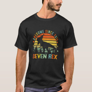 Camiseta Crianças Sete Rex 7 Aniversário Sétimo Dinossauro