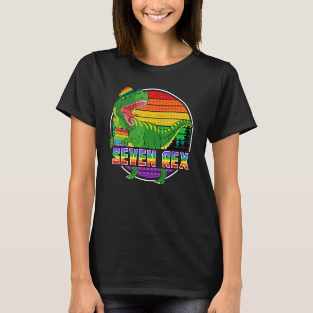 Camiseta Crianças Sete Rex Pop Toca Aniversário De 7 Anos D (Frente)