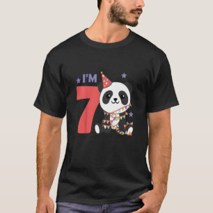 Camiseta Crianças Sétimo Aniversário Panda Para Crianças Um