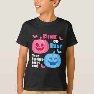 Camiseta Crianças Sexo De Halloween Revele Seu Irmão Te Ama
